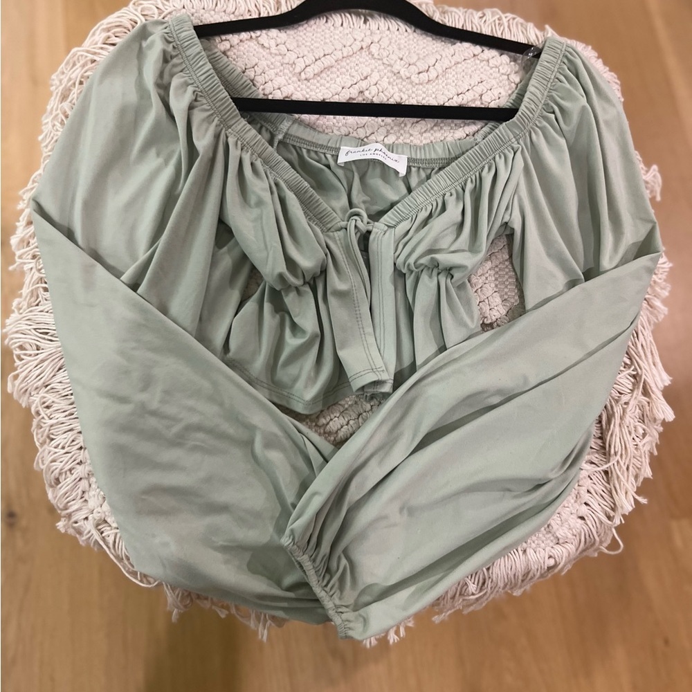 Frankie Phoenix Elegant Women's Sage Green Top - Picture 10 of 11